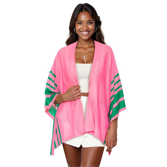 Ruana Pink and Green Stripe for Women