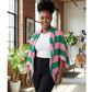 AKA Pink and Green Stripe Fringe Cocoon Top