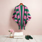AKA Pink and Green Stripe Fringe Cocoon Top