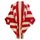 DST Red and Cream Stripe Fringe Cocoon Cardigan