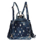Moto Backpack Dark Distressed Denim Handbag