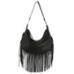 Purse Black Round Fringe Hobo Bag for Women