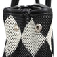 Top Handle Black Harlequin Detail Square Handbag