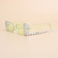 Sunglasses Green Rectangle Rhinestone Fringe