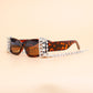 Sunglasses Tortoiseshell Rectangle Stone Fringe