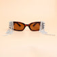 Sunglasses Tortoiseshell Rectangle Stone Fringe