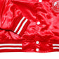 DST Greek Apparel S Cropped Satin Varsity Jacket
