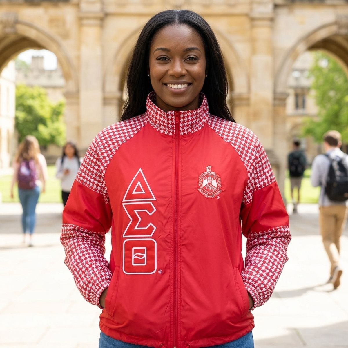 DST Greek Apparel Large Red Windbreaker Jacket