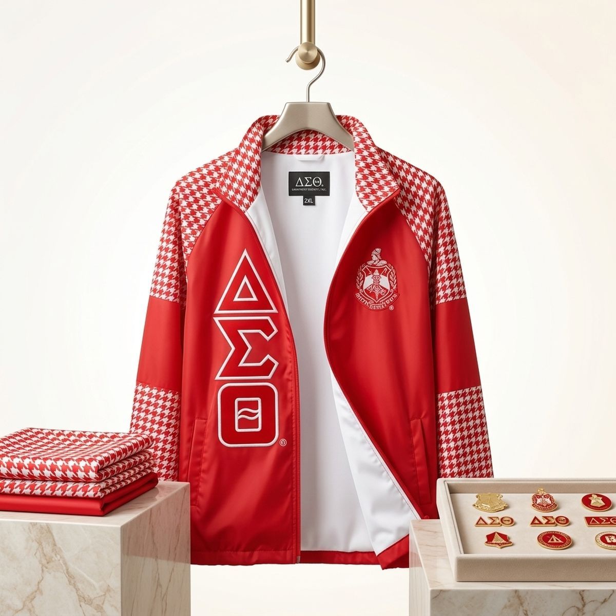 DST Greek Apparel Medium Red Windbreaker Jacket