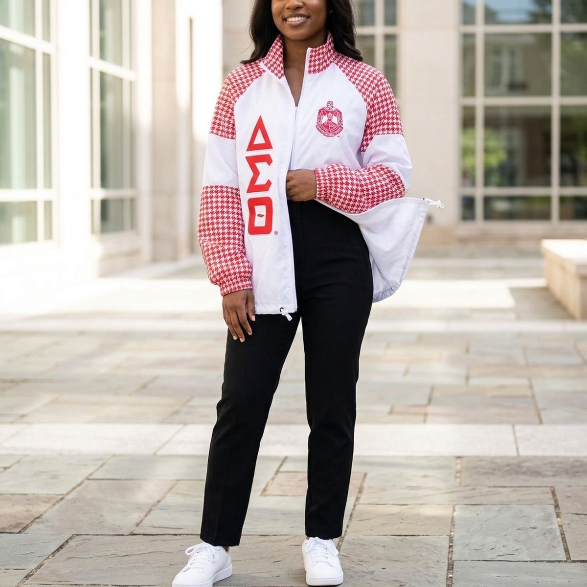 DST Greek Apparel Medium White Windbreaker Jacket