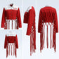 DST Apparel 2XL Red White Denim Fringe Jacket