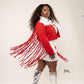 DST Apparel 2XL Red White Denim Fringe Jacket