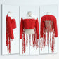DST Apparel XLarge Red White Denim Fringe Jacket