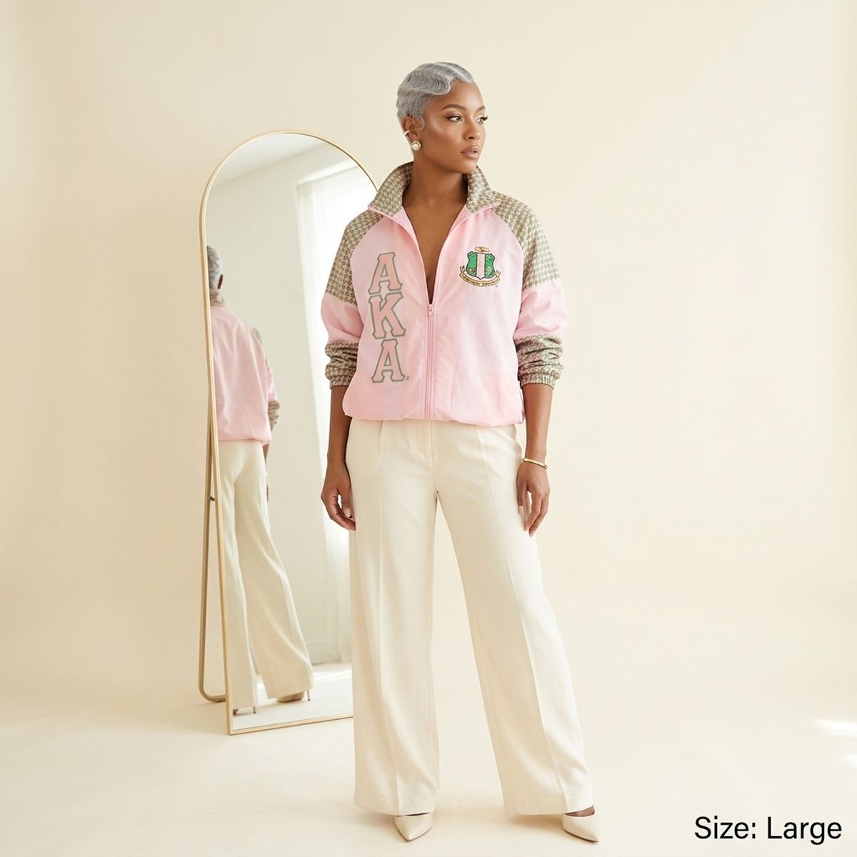 AKA Greek Apparel Large Pink Windbreaker Jacket