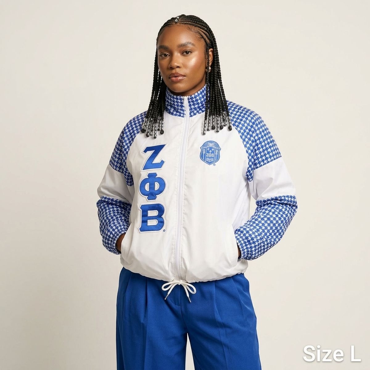 ZPB Apparel Large Blue White Windbreaker Jacket