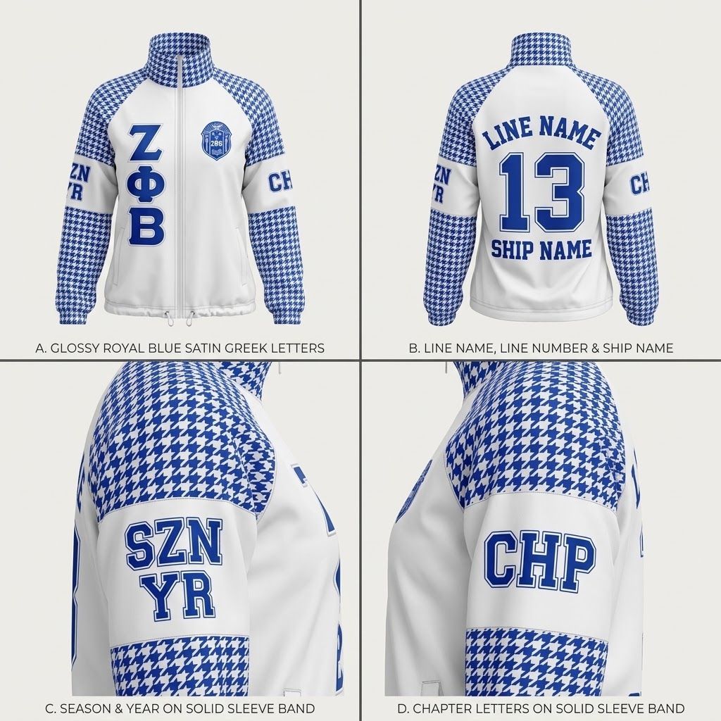 ZPB Apparel Medium Blue White Windbreaker Jacket