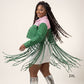 AKA Apparel 2XL Pink Green Denim Fringe Jacket