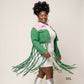 AKA Apparel 3XL Pink Green Denim Fringe Jacket