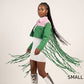 AKA Apparel Small Pink Green Denim Fringe Jacket