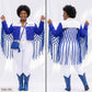 ZPB Apparel 2XL Blue White Denim Fringe Jacket
