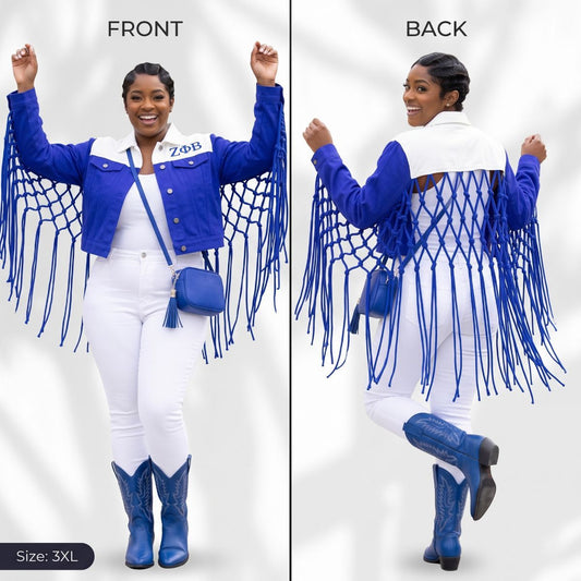 ZPB Apparel 3XL Blue White Denim Fringe Jacket