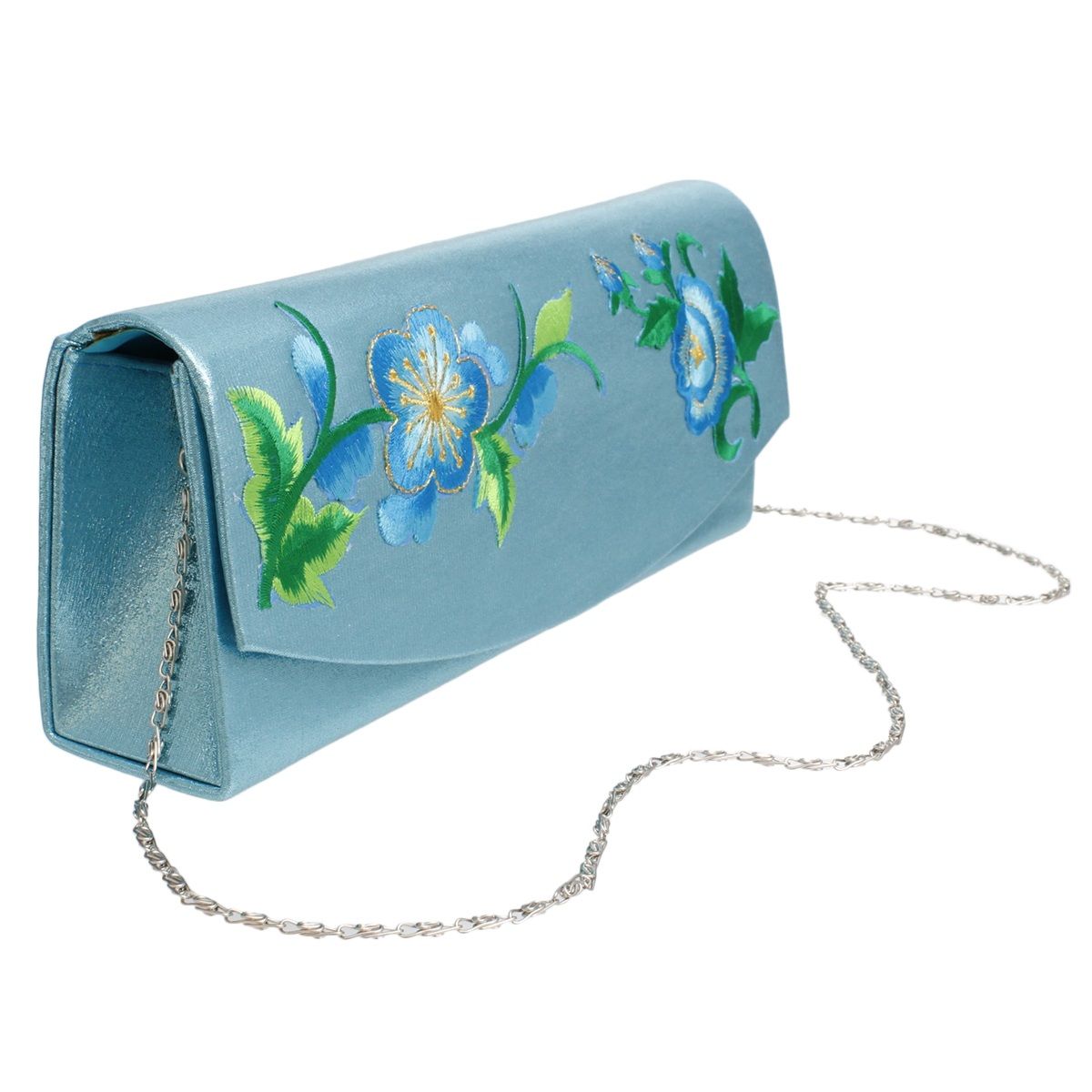 Evening Clutch Aqua Floral Long Envelope Bag Women