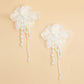 Drop Cream Fabric Flower Pearl Earrings for Women