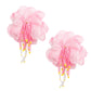 Drop Pink Fabric Flower Bead Earrings for Women