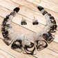 Choker Black White Marbled Resin Collar Necklace