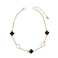 Anklet Gold Black Quatrefoil Dainty Ankle Chain