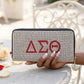 DST Greek Rhinestone Encrusted Zipper Wallet