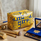SGRHO Yellow and Blue Graphic Print Makeup Pouch