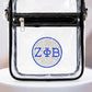 Zeta Phi Beta Clear Rhinestone Stadium Bag