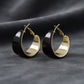 Hoop Black Resin Coated Classic Wide Gold Earrings