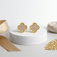 Black Clover Crystal Stud Earrings with Omega Back