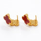 Red Clover Crystal Stud Earrings with Omega Back