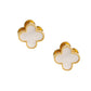 White Clover Crystal Stud Earrings with Omega Back