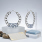 ZPB Blue Rhinestone Silver Chain Hoop Earrings