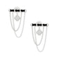 Studs Silver Woven Drape Chain Clover Earrings