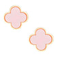 Studs Gold Pink Quatrefoil Clover Earrings Women