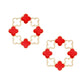 Stud Gold Clover Wreath Red Earrings for Women