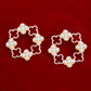 Stud Gold Clover Wreath Pearl Earrings for Women