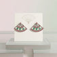 AKA Sorority Greek Pink Green Fan Stud Earrings