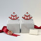 DST Sorority Greek Red Silver Fan Stud Earrings