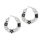 Hoop Uptown Glam Pearl Silver and Black Earrings