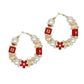 Hoop Uptown Glam Pearl Gold and Red Earrings