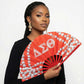 DST Sorority Large Floral Pearl Print Fabric Fan