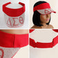 DST Red Canvas Greek Rhinestone Brim Visor Hat