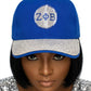 ZPB Blue Canvas Greek Rhinestone Baseball Cap