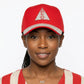 DST Red Canvas Delta Rhinestone Baseball Cap